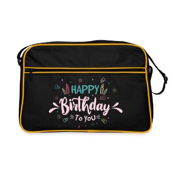 Playful Birthday Typography Celebration - Retro Bag - black/gold - Front