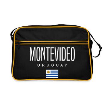 Montevideo Uruguay Uruguayer - Retro Tasche - Schwarz/Gold - Vorne