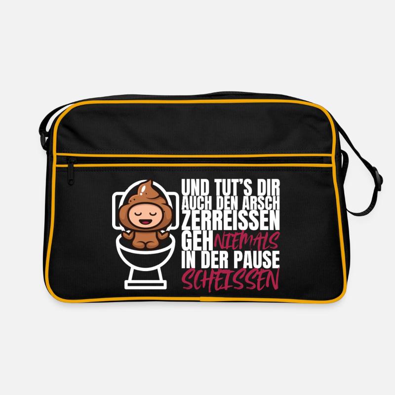Niemals in der Pause scheißen – Lustiger Spruch Retro Tasche