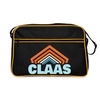 Claas als Vorname - Retro Tasche - Schwarz/Gold - Vorne