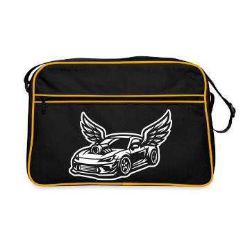 Sportwagen Symbol Auto Tuning - Retro Tasche - Schwarz/Gold - Vorne