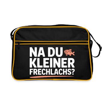 Na Du Kleiner Frechlachs Gamer Lachs Meme Zocker - Retro Tasche - Schwarz/Gold - Vorne