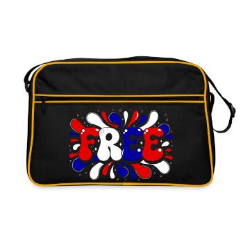 Freedom Splash Trikolor-Typografie - Retro Tasche - Schwarz/Gold - Vorne