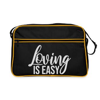 Loving Is Easy Inspirierend Romantisch Spruch Logo - Retro Tasche - Schwarz/Gold - Vorne