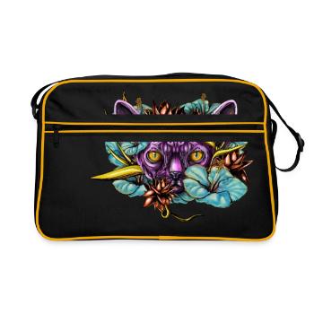 Sphinx Cat and the Flowers - Retro Bag - black/gold - Front