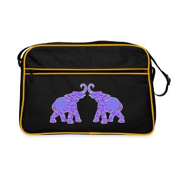 Wonderful Dot Work - Two ELEPHANTS 1 - Retro Bag - black/gold - Front