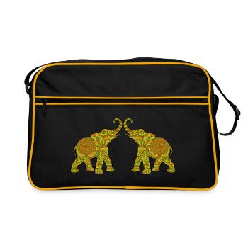 Wonderful Dot Work - Two ELEPHANTS3 - Retro Bag - black/gold - Front