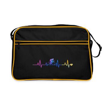 Herzschlag-Radfahrer Gradient - Retro Tasche - Schwarz/Gold - Vorne