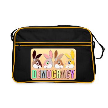 DEMOCRACY FOR KIDS - RABBITS - Retro Bag - black/gold - Front
