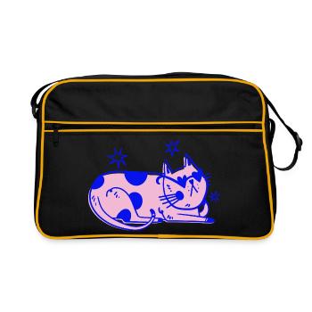 Chat élégant – Ambiance rétro détendue - Sac Retro - noir/or - Devant