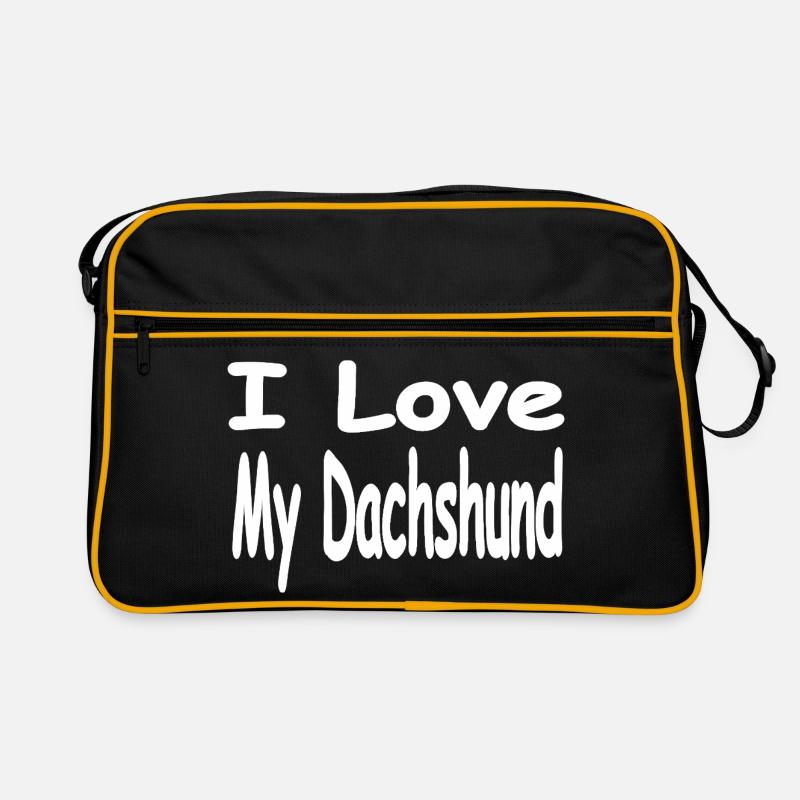 Dackel - Retro Tasche - Schwarz/Gold