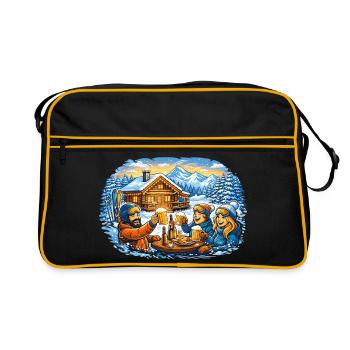 Après ski hut – vacances d’hiver entre amis - Sac Retro - noir/or - Devant