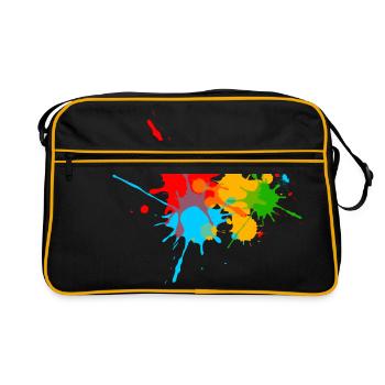 Ink, Paint, Color, Splashes, Splatter, Colour, Fun - Retro Bag - black/gold - Front