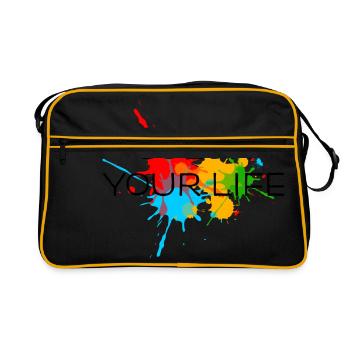 éclaboussures couleur, splash, color, taches - Sac Retro - noir/or - Devant