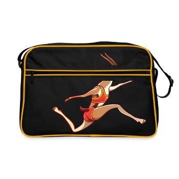 Slender Gazelle Performing a Long Jump - Retro Bag - black/gold - Front