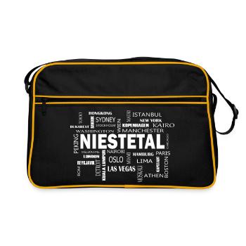 Niestetal Kassel Nordhessen Meine Hauptstadt Dorf - Retro Tasche - Schwarz/Gold - Vorne