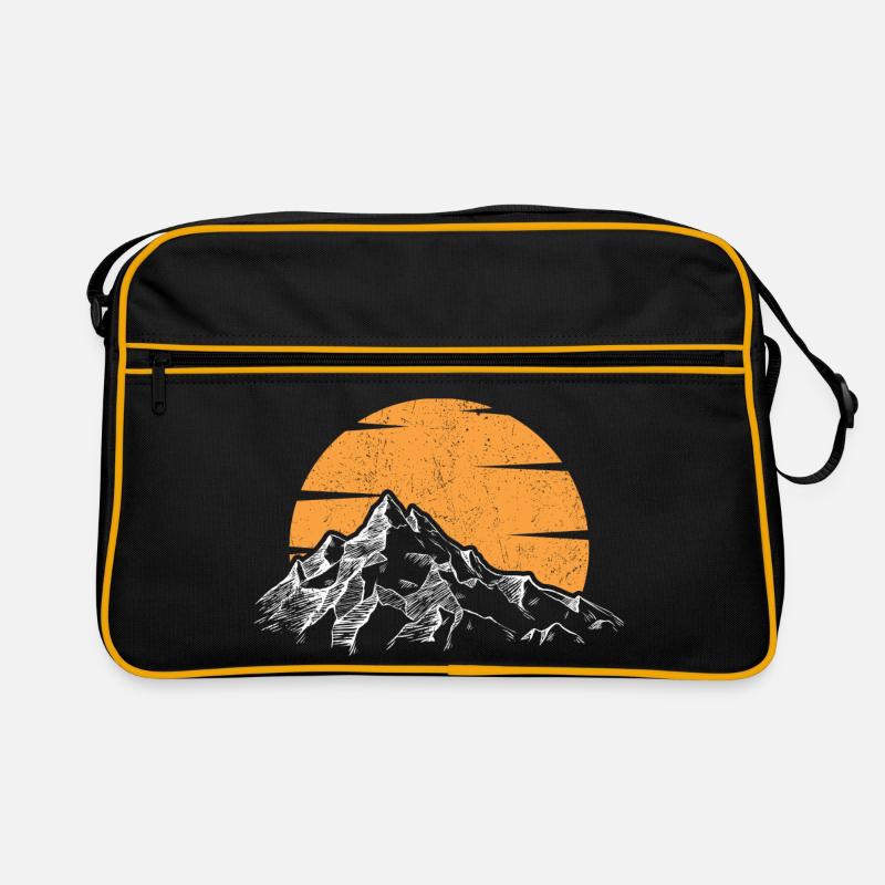 Sunset Peak Mountain Silhouette - Retro Bag - black/gold