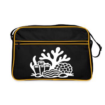 Korallen Korallenriff Ozean - Retro Tasche - Schwarz/Gold - Vorne