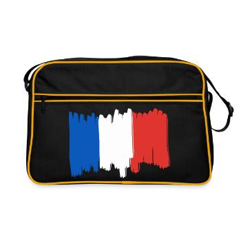Frankreich Fahne - Retro Tasche - Schwarz/Gold - Vorne