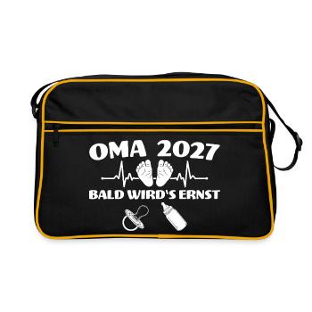 Werdende Oma 2027 Bald wird's ernst - Retro Tasche - Schwarz/Gold - Vorne