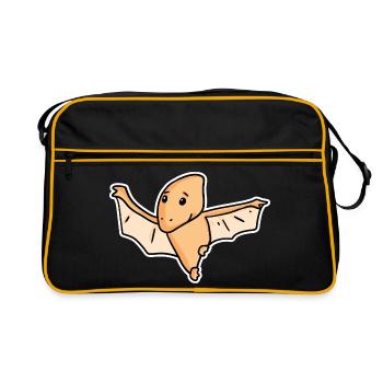 Dinosaurier Vogel Kinder - Retro Tasche - Schwarz/Gold - Vorne