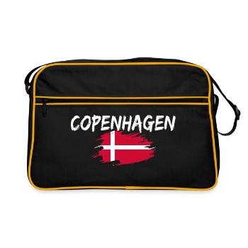 Copenhague Danemark Drapeau Copenhague - Sac Retro - noir/or - Devant