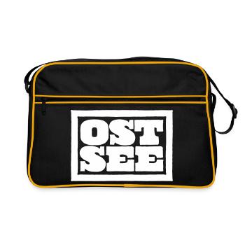 Ostsee Schriftzug Typo - Retro Tasche - Schwarz/Gold - Vorne