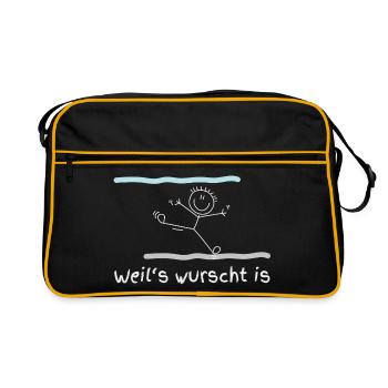 Weil's wurscht is! - Retro Tasche - Schwarz/Gold - Vorne