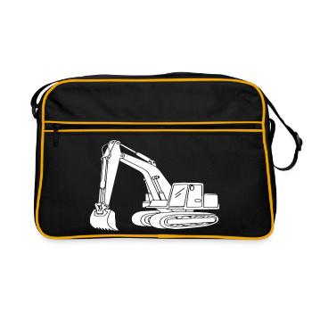 Excavator Driver Silhouette Design - For - Retro Bag - black/gold - Front