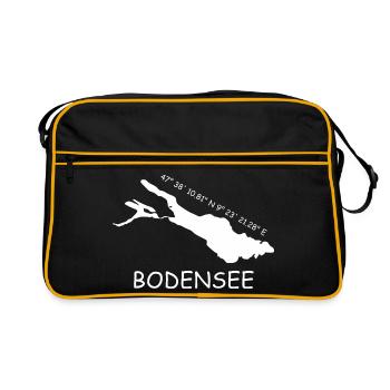 Bodensee Koordinaten - Retro Tasche - Schwarz/Gold - Vorne
