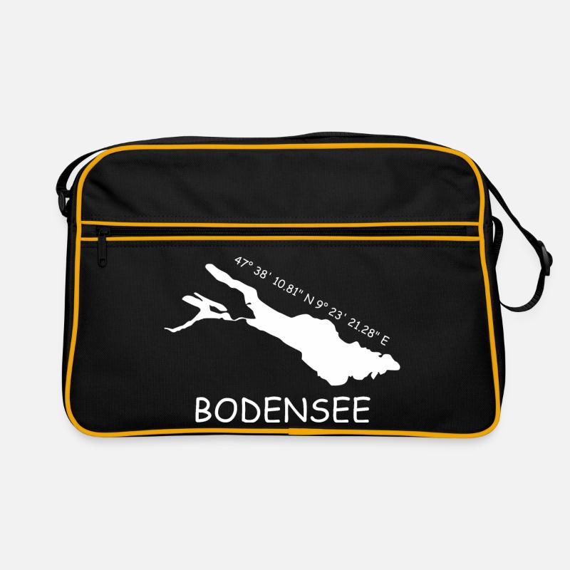 Bodensee Koordinaten - Retro Tasche - Schwarz/Gold