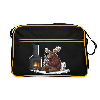 Fireplace Warm Reindeer Ugly Christmas - Retro Bag - black/gold - Front