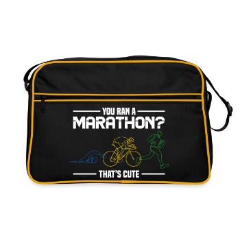 Marathon Humor - You Ran A Marathon? Thats Cute - Retro Tasche - Schwarz/Gold - Vorne