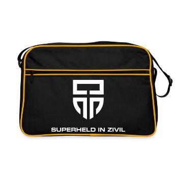 Superheld In Zivil Superhero Superhelden Kostüm - Retro Tasche - Schwarz/Gold - Vorne