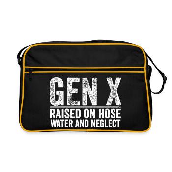 gen x raised on hose water and neglect - Retro Bag - black/gold - Front