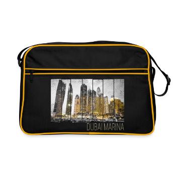 Dubai Marina in VAE Skyline Vintage Panorama - Retro Tasche - Schwarz/Gold - Vorne
