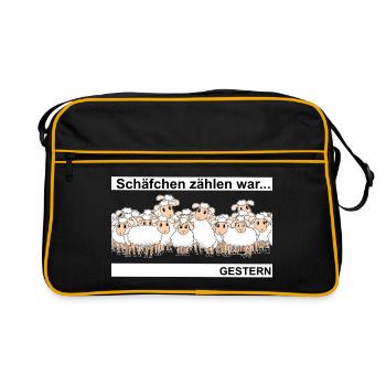Schäfchen zählen - Retro Tasche - Schwarz/Gold - Vorne