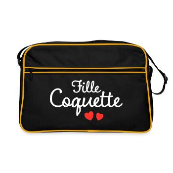 Femme Coquette Humour Mot Affectueux Couple - Sac Retro - noir/or - Devant