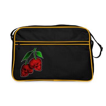 Kirsche Totenkopf Schädel Skull Cherry - Retro Bag - black/gold - Front