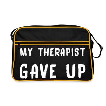 My Therapist Gave Up - Retro Tasche - Schwarz/Gold - Vorne