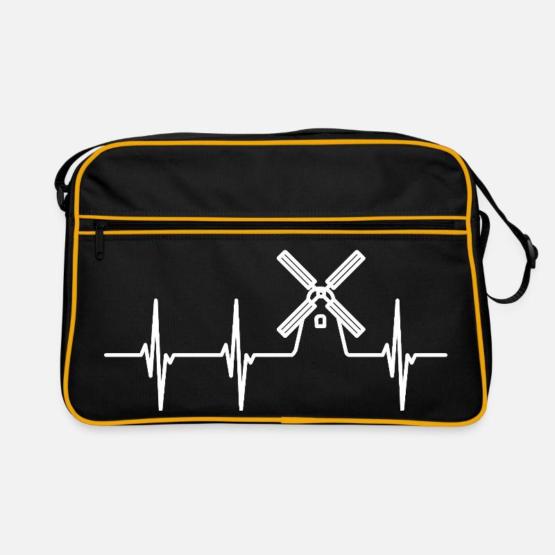 Bauernhof Windmühle EKG Retro Tasche