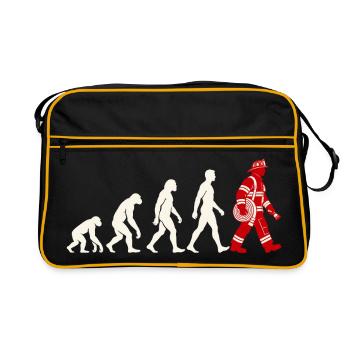 Evolution zum Feuerwehrmann mit Schlauch - Retro Tasche - Schwarz/Gold - Vorne