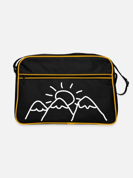 Berge Natur Wandern - Retro Tasche - Schwarz/Gold