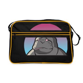 Hippo hippopotamus hippo pachyderm gift animal - Retro Bag - black/gold - Front