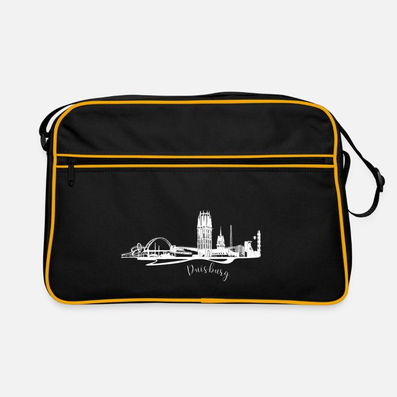 Stadtansicht von Duisburg Skyline - Retro Tasche - Schwarz/Gold