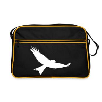 Oiseau de proie en blanc - Sac Retro - noir/or - Devant
