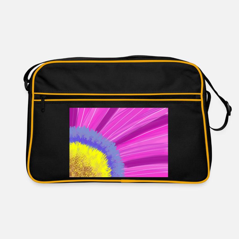 Blume - Retro Tasche - Schwarz/Gold