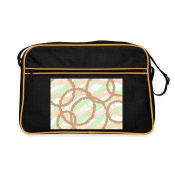 braune Kreise Hintergrund - Retro Tasche - Schwarz/Gold - Vorne