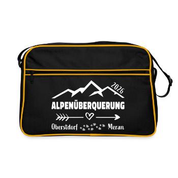 Alpenüberquerung 2026 E5 Oberstdorf Meran - Retro Tasche - Schwarz/Gold - Vorne