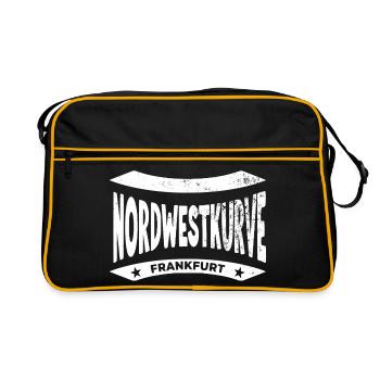 Frankfurt Nordwestkurve Stadium, sweat à capuche, blanc - Sac Retro - noir/or - Devant